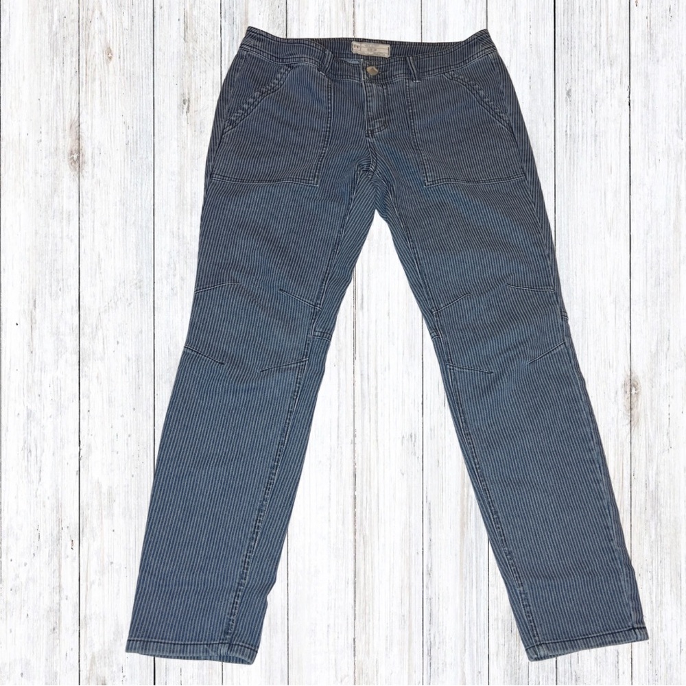 Free People Striped Blue Straight Leg Jeans size 28